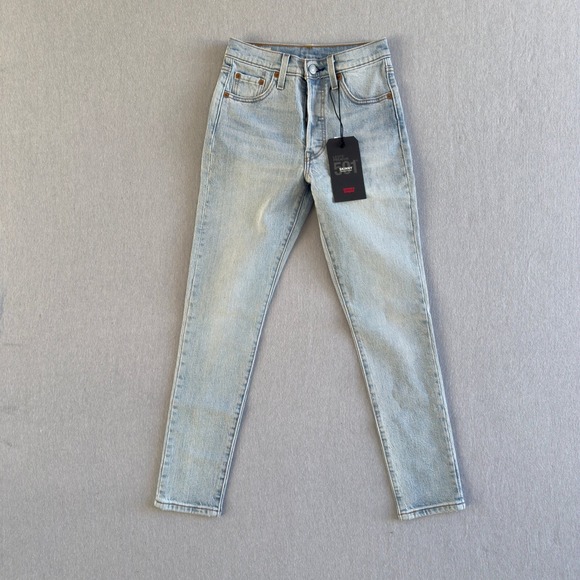 Levi's Premium 501 Skinny Jeans Women's Size 23 Light Wash High Rise Denim - Picture 1 of 10